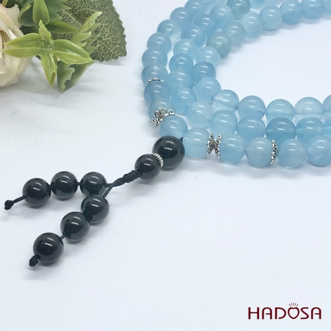 Chuỗi 108 hạt đá Aquamarine 8mm