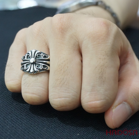 Nhẫn nam bạc Thái hoa văn cá tính