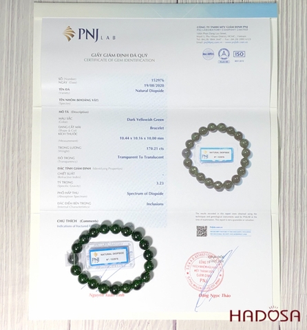 Vòng đá Diopside 10mm cao cấp chuẩn 6A Hadosa