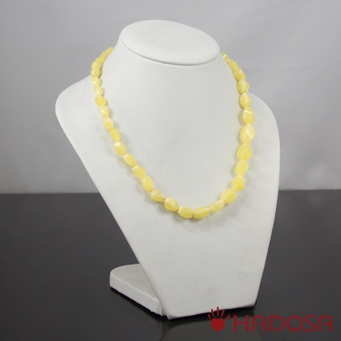 Vòng cổ Hổ Phách Baltic vàng tươi hạt 5.5x8.5mm cao cấp Haodsa
