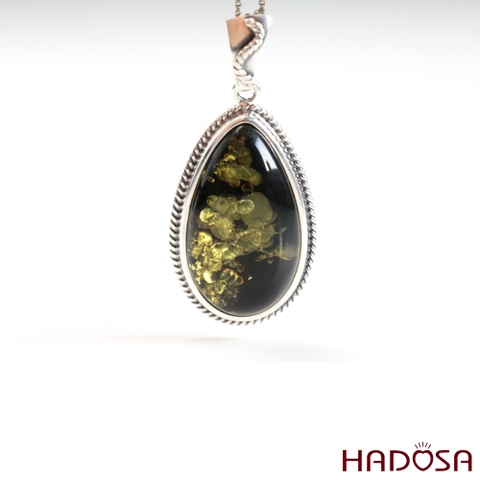 Mặt dây chuyền Hổ Phách Baltic bạc Thái 925