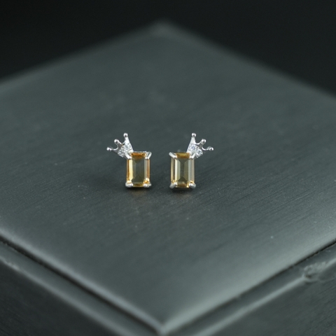 Bông tai đá Citrine 4*6mm bạc 925