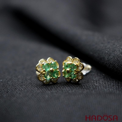 Bông tai Emerald 2.5mm bạc 925