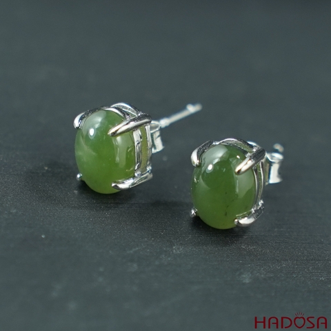 Bông tai Ngọc Bích Canada 6*8mm) bạc 925