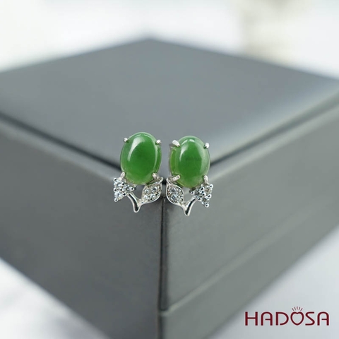 Bông tai Ngọc Bích Canada (7*9mm) Bạc 925