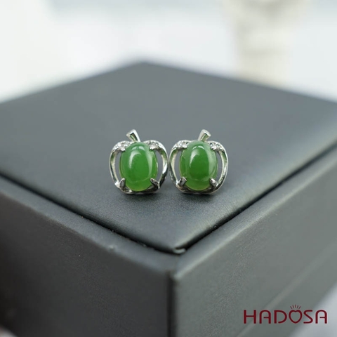 Bông tai Ngọc Bích Canada 7*9mm bạc 925