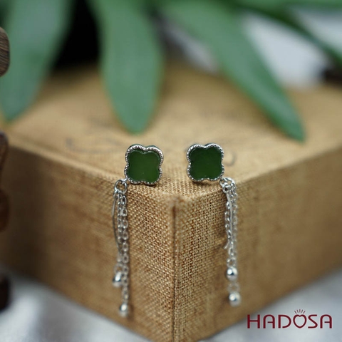 Bông tai Ngọc Bích Canada 8*8mm bạc 925