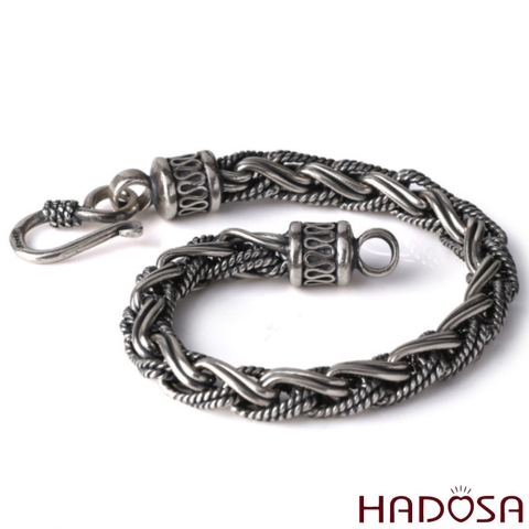 Lắc bạc Thái nam đan xen 20cmx6.6mm