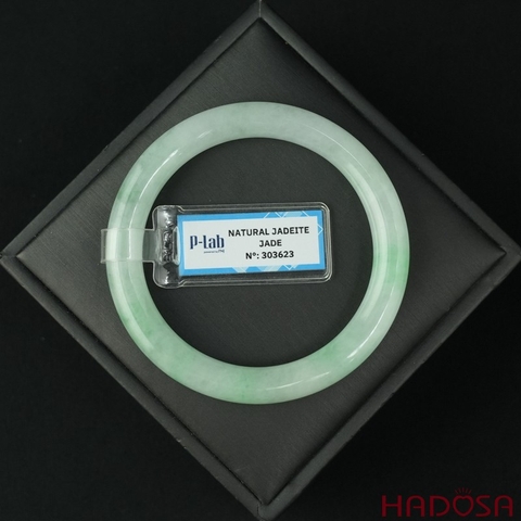 Vòng Ngọc Cẩm Thạch bản tròn xanh trong vân đậu ni 53