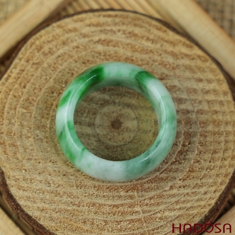 Nhẫn Cẩm Thạch xanh chủng nếp bản oval size 21 | HADOSA
