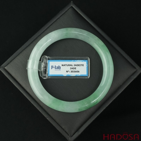 Vòng Ngọc Cẩm Thạch bản tròn xanh trong vân đậu ni 55