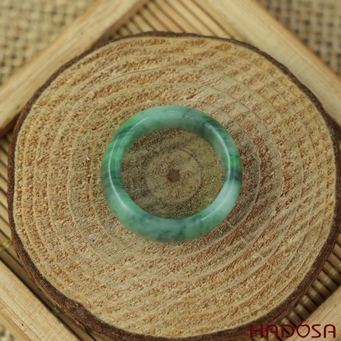 Nhẫn Cẩm Thạch xanh đậu lý bản tròn size 17 | HADOSA