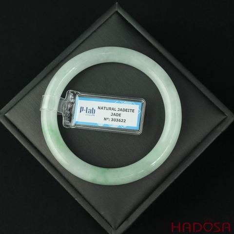 Vòng Ngọc Cẩm Thạch bản tròn xanh trong vân đậu ni 55