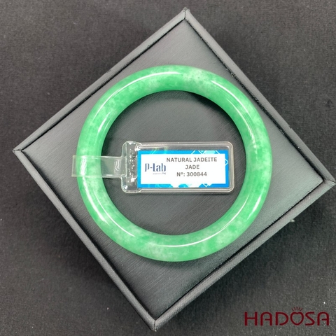 Vòng Ngọc Cẩm Thạch bản tròn xanh lý vân bông ni 53