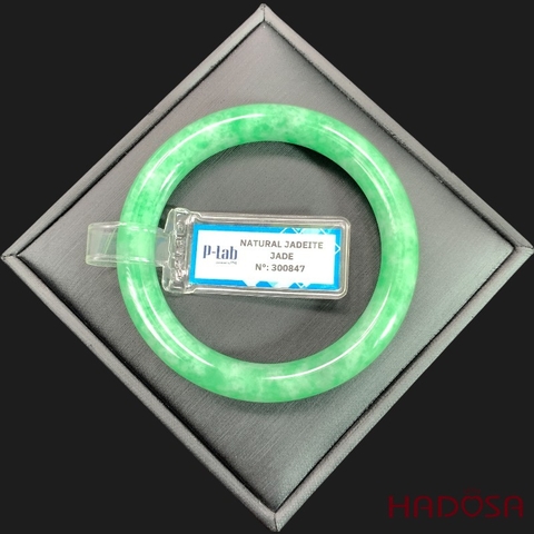 Vòng Ngọc Cẩm Thạch bản tròn xanh lý vân bông ni 51