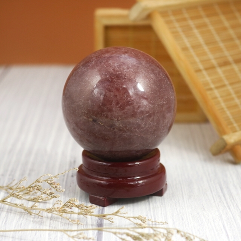 Cầu thạch anh dâu tây 4A 6cm