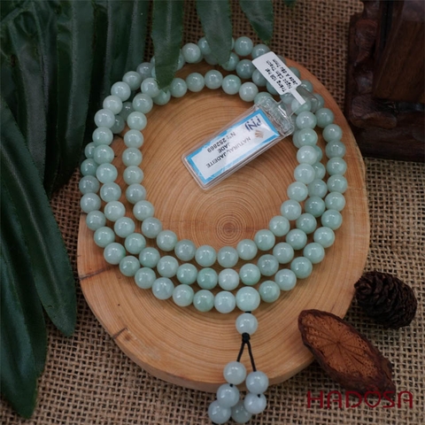 Chuỗi 108 hạt Ngọc Cẩm Thạch Jade A đậu chủng 7mm