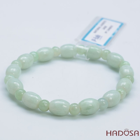 Vòng Cẩm Thạch Nếp Xanh Hạt Tròn Lu Thống 7x9mm