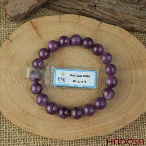 Vòng đá Ruby Nam Phi hồng đậm 10mm chuẩn 5A