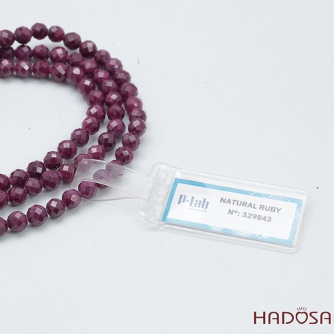 Chuỗi quấn tay đá Ruby Nam Phi mài giác 5mm
