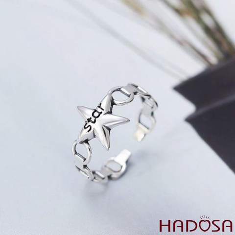 Nhẫn bạc Thái nữ 925 Hadosa họa tiết ngôi sao