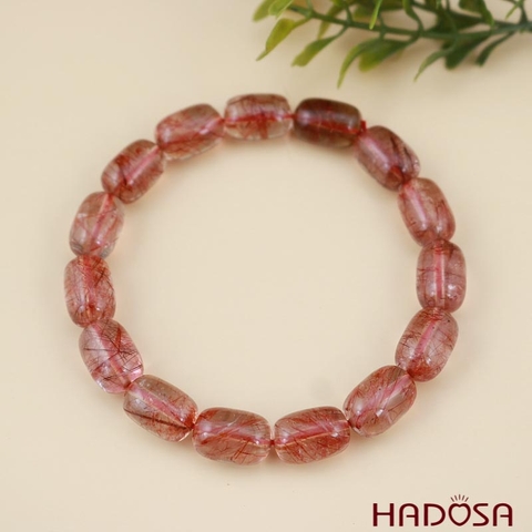 Vòng hạt trụ Thạch anh tóc đỏ 9*13 chuẩn 5A