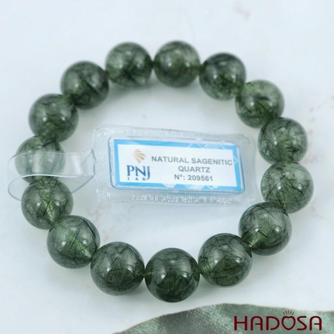 Vòng đá Thạch anh tóc xanh 13mm chuẩn 4A