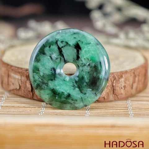 Mặt đồng điếu Cẩm Thạch xanh đậu 30mm