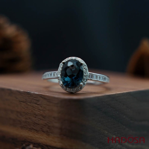 Nhẫn đá Topaz London 6*8mm bạc 925