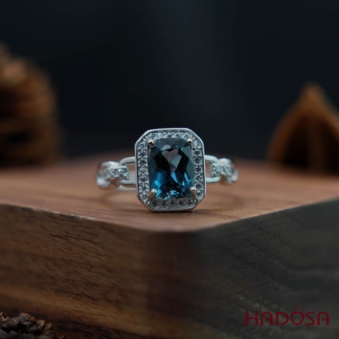Nhẫn đá Topaz London 6*8mm bạc 925