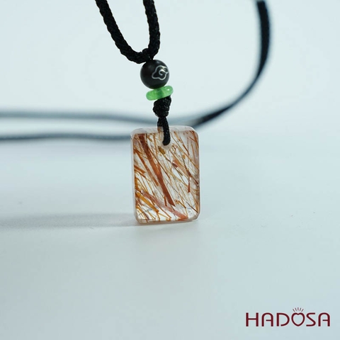 Mặt thạch anh tóc nâu đỏ chữ nhật 13x19mm