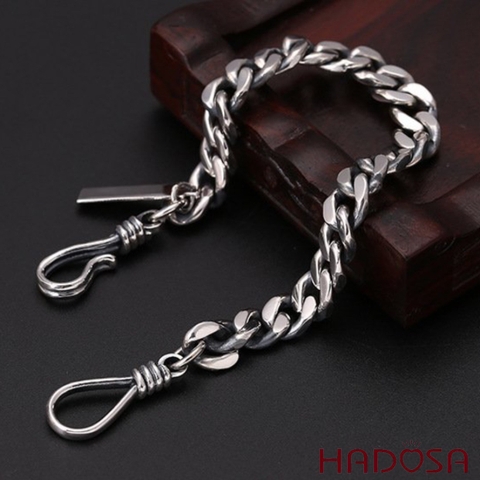 Lắc tay bạc Thái nam trơn 19cmx8mm