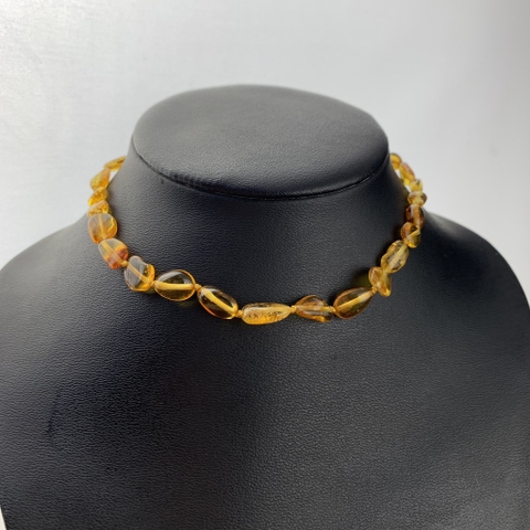 Vòng cổ Hổ phách Baltic cognac vàng sáng cho em bé