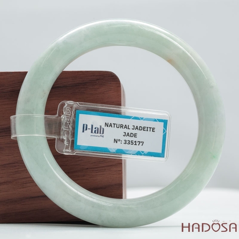 Vòng Ngọc Type A Cẩm Thạch Xanh Lý Nếp Bản Tròn Ni 56