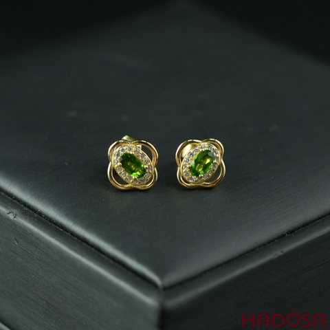 Bông tai Diopside 3x5mm bạc 925