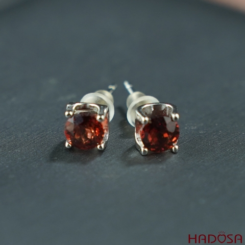 Bông tai Garnet 5*5mm bạc 925