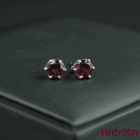 Hoa tai Garnet 5mm bạc 925