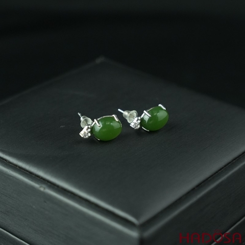 Bông tai Ngọc Bích Canada 8*10mm bạc 925
