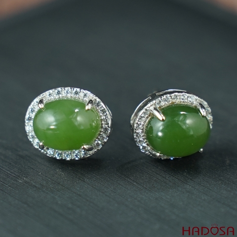 Bông tai Ngọc Bích Canada 7*9mm Bạc 925