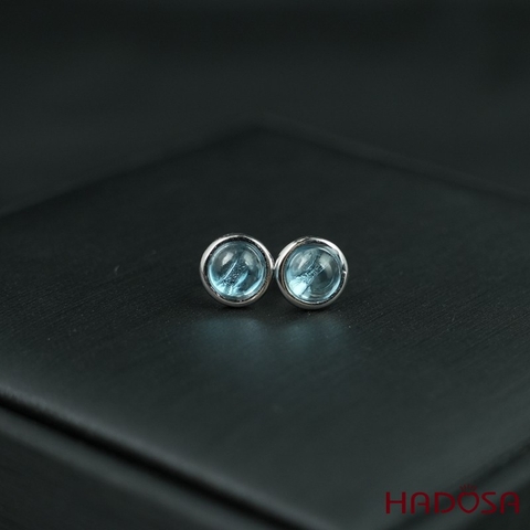 Hoa tai Topaz Swiss cab 6mm bạc 925