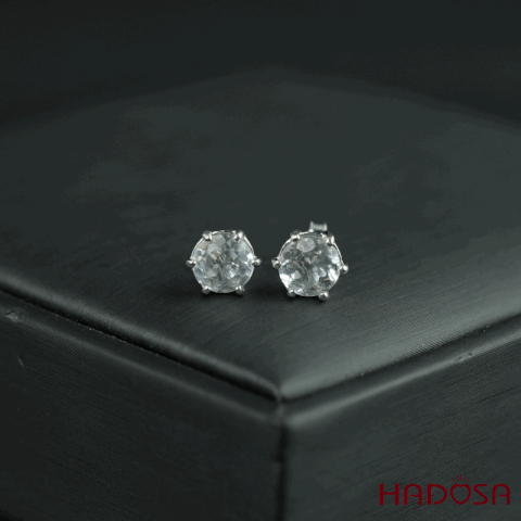 Hoa tai Topaz trắng 5mm bạc 925