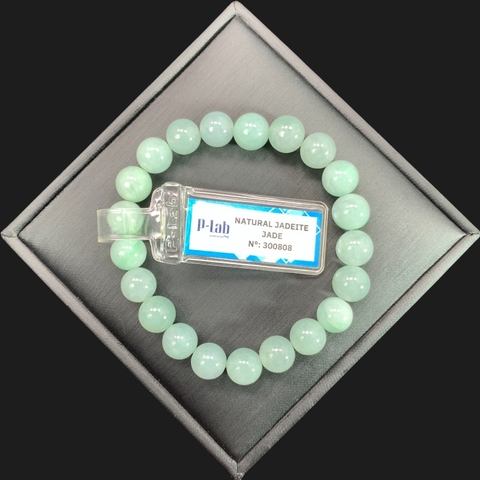 Vòng tay Ngọc Cẩm Thạch Jade A đậu chủng xanh lí 9mm