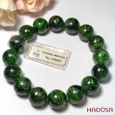 Vòng đá Diopside 13mm cao cấp chuẩn 5A Hadosa