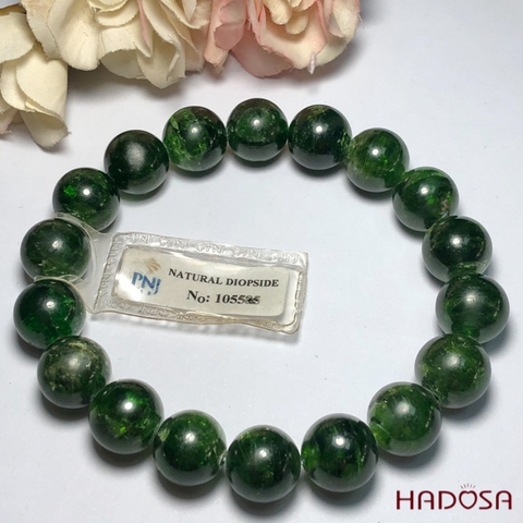 Vòng đá Diopside 12mm cao cấp chuẩn 3A Hadosa