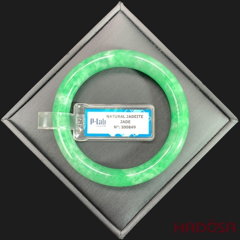 Vòng Ngọc Cẩm Thạch bản tròn xanh lý vân bông ni 52