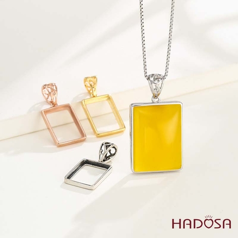 Khung bạc mặt dây chuyền chữ nhật 13x17mm