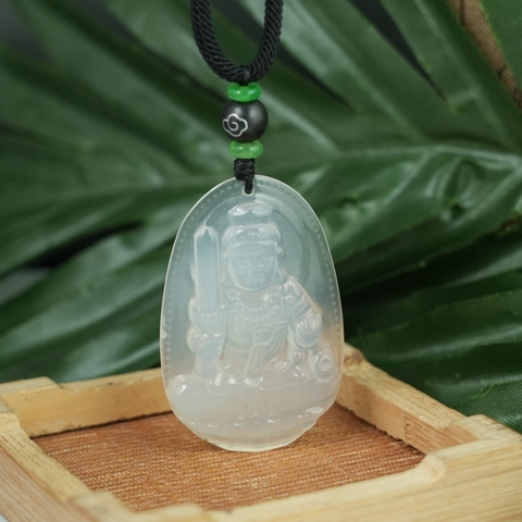 Mặt Bất Động (Dậu) đá mã não trắng 49mm