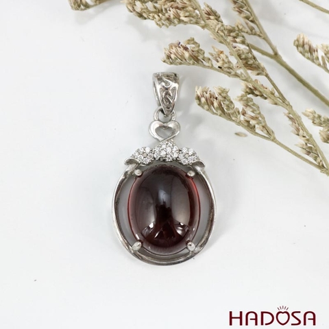 Mặt đá Garnet bạc 925