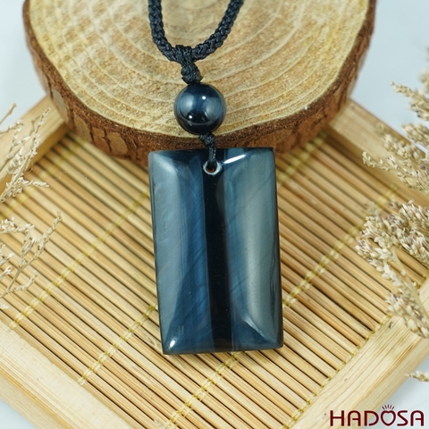 Mặt đá thạch anh mắt Hổ xanh đen 18x24mm  chuẩn 6A