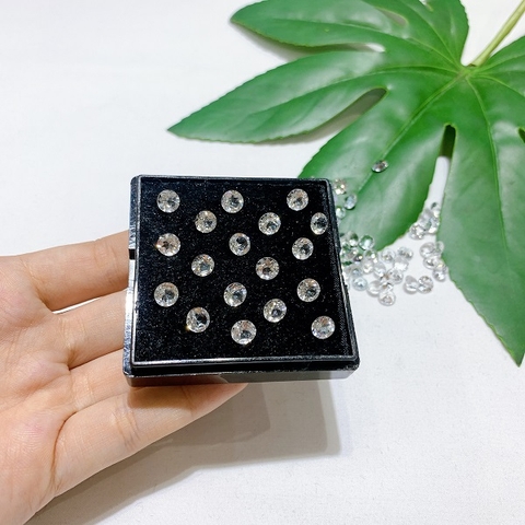 Mặt trang sức đá Topaz trắng tròn 7mm